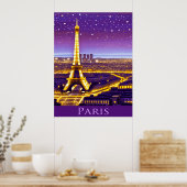 Poster Paris sous un ciel étoilé violet (Cuisine)