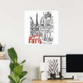 Poster Paris Street Sketch Art (Bureau à domicile)