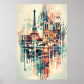 Poster Paris Symphonie : Tour Eiffel et Notre-Dame (Devant)