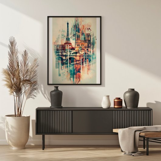 Poster Paris Symphonie : Tour Eiffel et Notre-Dame