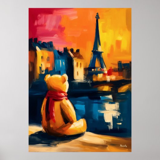 Poster Paris Teddy Fauvist Eiffel Tower Sunset Print (Devant)