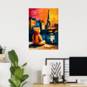 Poster Paris Teddy Fauvist Eiffel Tower Sunset Print (Bureau à domicile)