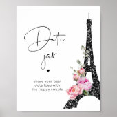 Poster Paris thème noir rose Tour Eiffel Date jar (Devant)