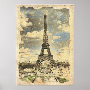 Poster Paris - Tour Eiffel - Art inspiré vintage