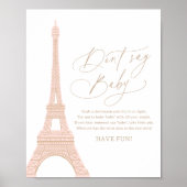 Poster Paris Tour Eiffel Baby shower Ne pas dire Baby Sig (Devant)