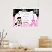 Poster Paris Tour Eiffel Brunette Girl (Cuisine)