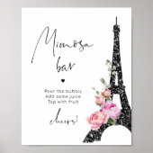 Poster Paris tour Eiffel noir rose bar mimosa (Devant)