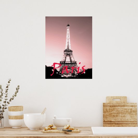 Poster Paris Tour Eiffel rose (Cuisine)