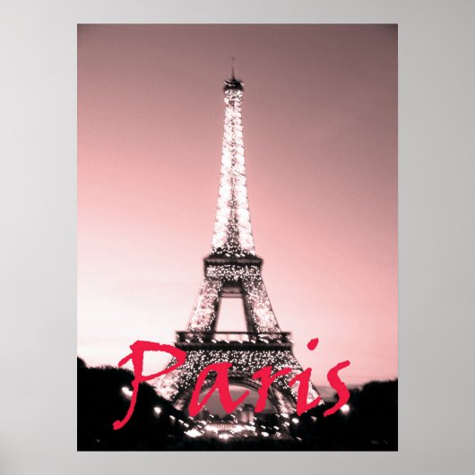 Poster Paris Tour Eiffel rose (Devant)