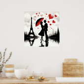 Poster Paris Tour Eiffel Valentines Carte de Vacances (Cuisine)
