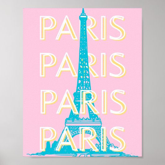 Poster Paris Travel Art, Travel Art, Preppy, Rose (Devant)