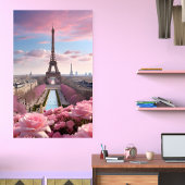 Poster Paris Travel Tour Eiffel Roses