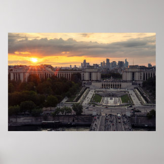 Poster Paris Trocadéro au coucher du soleil