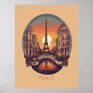 Poster Paris, Ville de l'amour et de la lumière