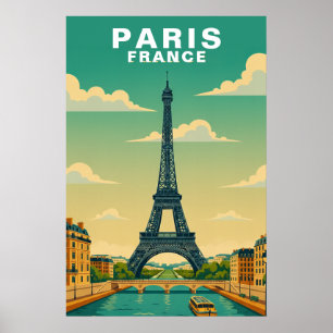 Poster Paris vintage, France Paysage urbain Voyage