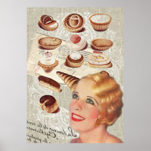 Poster parisien bakery cupcake pastry cookike cupcake