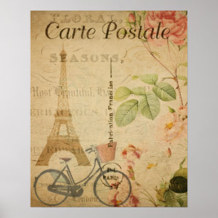 Poster Parisien Vintage Avec Tour Eiffel