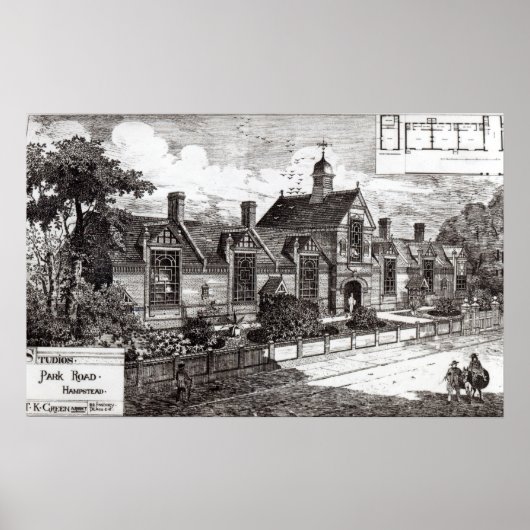 Poster Park Road, Hampstead, de "The Building News" (Devant)