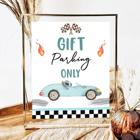 Poster Parking Cadeau Seulement Blue Race Car Deux Annive