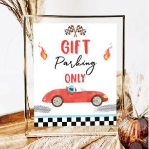 Poster Parking Cadeau Seulement Red Race Car Deux Anniver