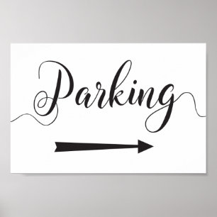Poster Parking Directions Sign Right Arrow for Weddings