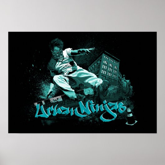 Poster Parkour - Ninjas urbain Turquoise (Devant)