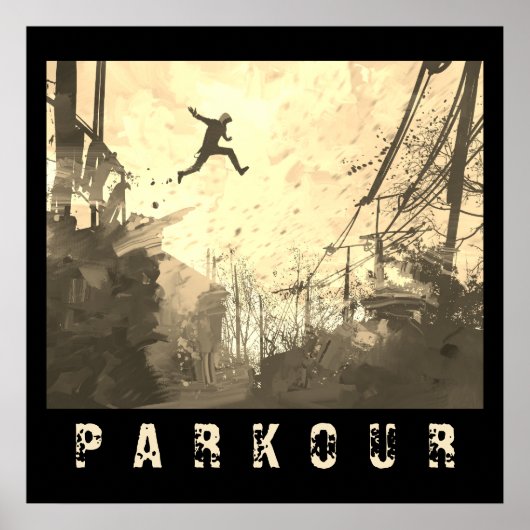 Poster Parkour Urban Obstacle Course Modern Sepia (Devant)