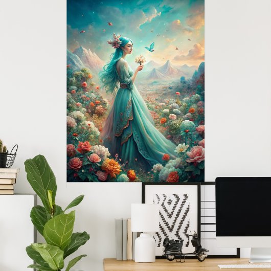 Poster Parmi les fleurs (Bureau à domicile)