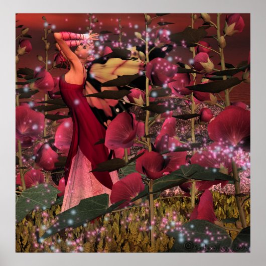 Poster Parmi les Hollyhocks (Devant)