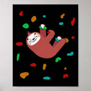 Poster Paroi d'escalade colorée grimpeur de paresseux roc