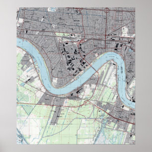 Poster Paroisse vintage de Jefferson de façade d'une