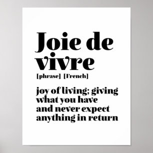 Poster Parole française inspirante Joie de la vie Joie Vi