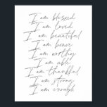 Poster Paroles d'affirmation Je suis béni être aimé belle<br><div class="desc">Paroles d'affirmation Je suis béni aimé beau brave digne de reconnaissance assez fort</div>
