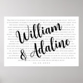 Poster Paroles de chanson de mariage, calligraphie serif (Devant)