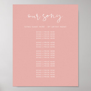 Poster Paroles de chanson de mariage rose pastel vibrant