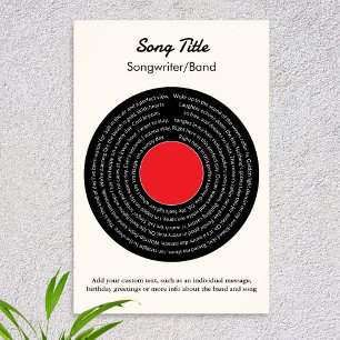 Poster Paroles de chanson personnalisées Disque vinyle ré