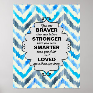 Poster Paroles d'encouragement en chevron bleu et blanc
