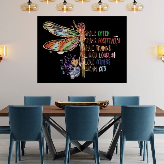 Poster Paroles Inspirantes Script Libellule Pissenlits