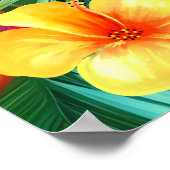 Poster Parrot 3 Birds Tropical Floral palms blue purple (Coin)