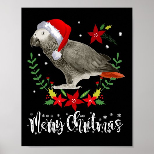 Poster Parrot gris africain de Noël (Devant)