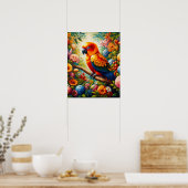 Poster Parrot Sun Conure aux fleurs colorées (Cuisine)
