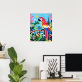 Poster Parrot Tropical Jungle Colorful Oiseau Wall Art (Bureau à domicile)