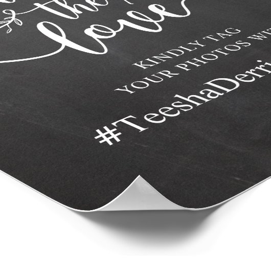Poster Partager L'Amour, Hashtag Mariage, Chalkboard (Coin)