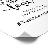 Poster Partager L'Amour, Hashtag Mariage, noir et blanc (Coin)