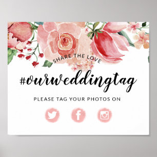 Poster Partagez le hashtag Mariage Amour sur les médias s