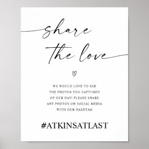 Poster Partagez le mot-dièse Love Social Media Mariage