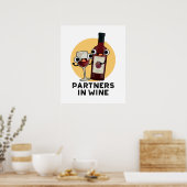 Poster Partenaires Dans Le Vin Drôle Boire Pun (Cuisine)