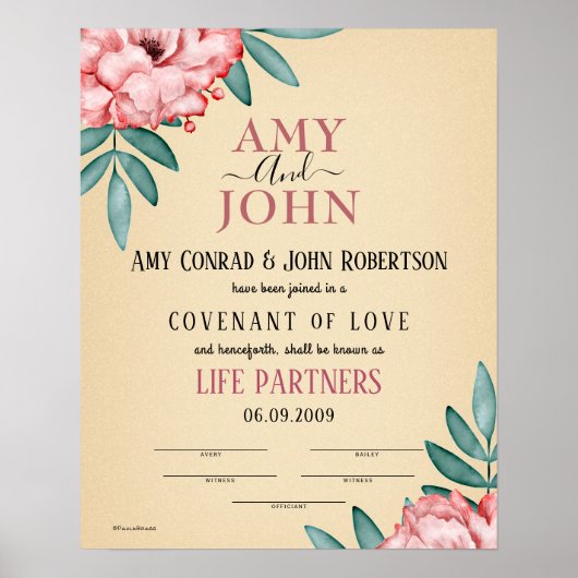 Poster "Partenaires de la vie" Certificat de Mariage d'am (Devant)