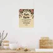 Poster "Partenaires de vie" Certificat de Mariage Floral  (Cuisine)