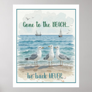 Poster Parti à la plage, retour jamais, Citation de plage